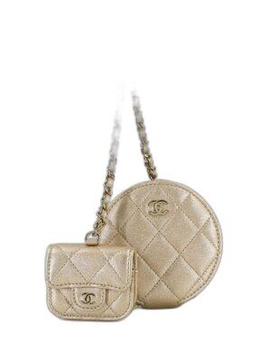 Chanel Quilted Coin Case Airpods Pro Leather Metallic